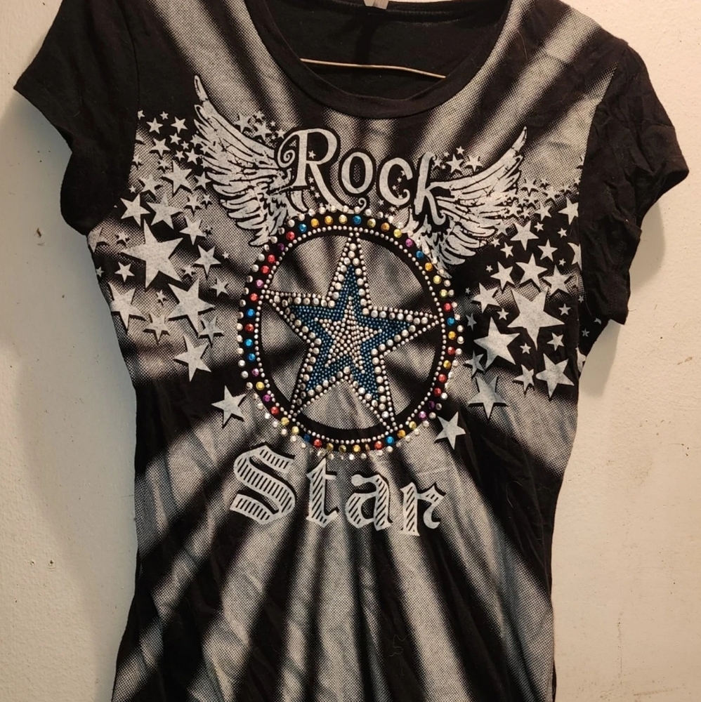 Max Rave Rock Star Shirt Junior/Girls Size Xtra Large Short Sleeve